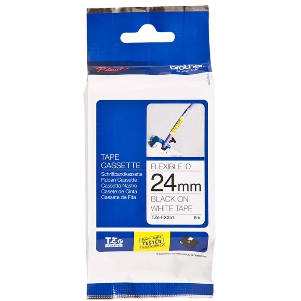 Fita Brother 24mm Preto e Branco para Rotuladores TZEFX251