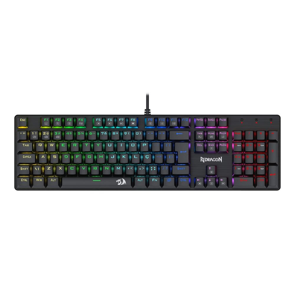 Teclado Gamer Mecanico Redragon Sindri Rainbow Switch Brown USB ABNT2 K671 PT-BROWN