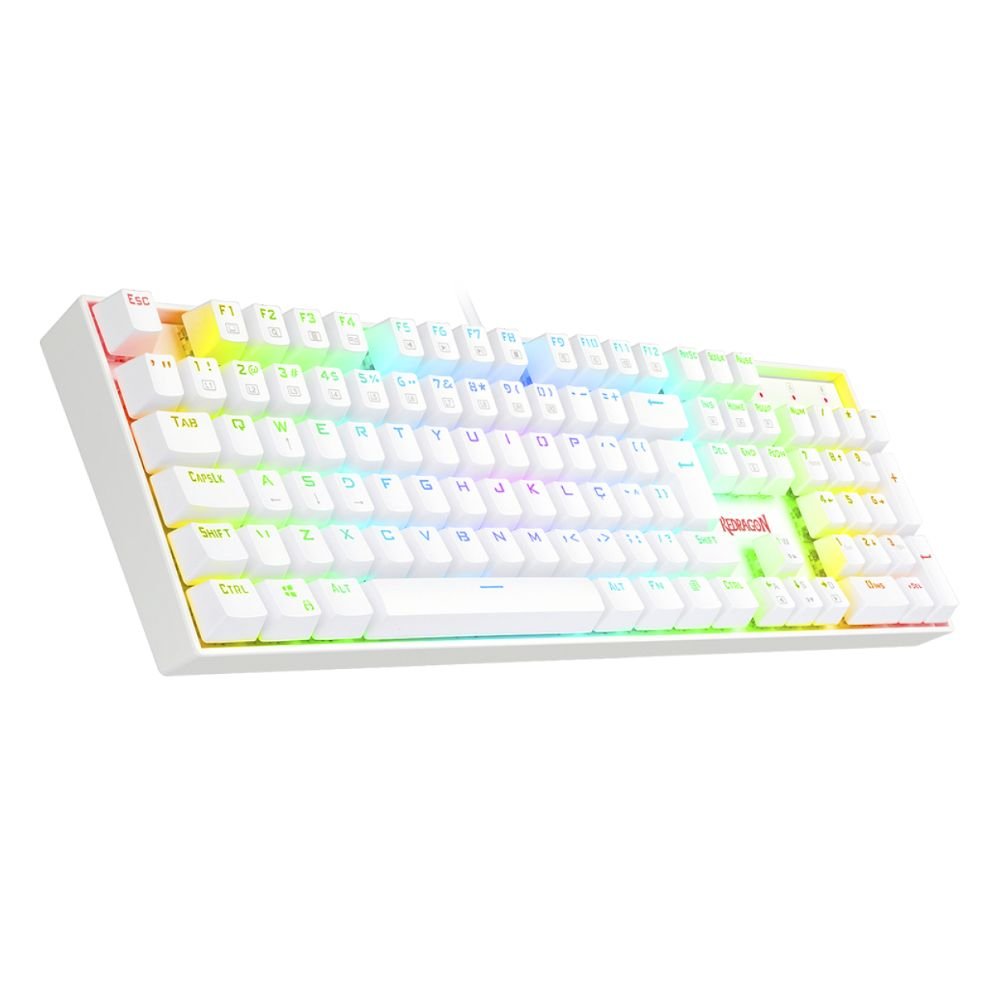 Teclado Gamer Mecanico Redragon Mitra Lunar White RGB Switch Brown K551W-RGB-PT-BROWN