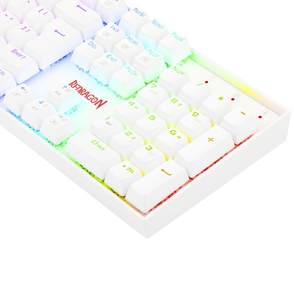 Teclado Gamer Mecanico Redragon Mitra Lunar White RGB Switch Brown K551W-RGB-PT-BROWN