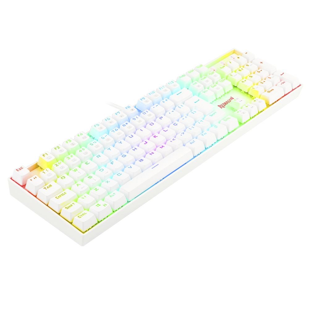 Teclado Gamer Mecanico Redragon Mitra Lunar White RGB Switch Brown K551W-RGB-PT-BROWN