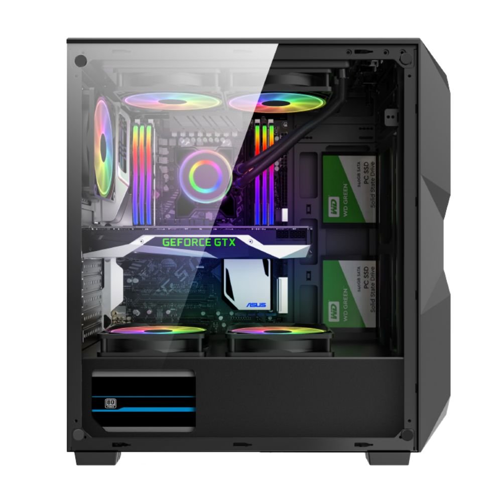 Gabinete Gamer Led RGB Hayom Com Lateral De Vidro GB1710 Preto