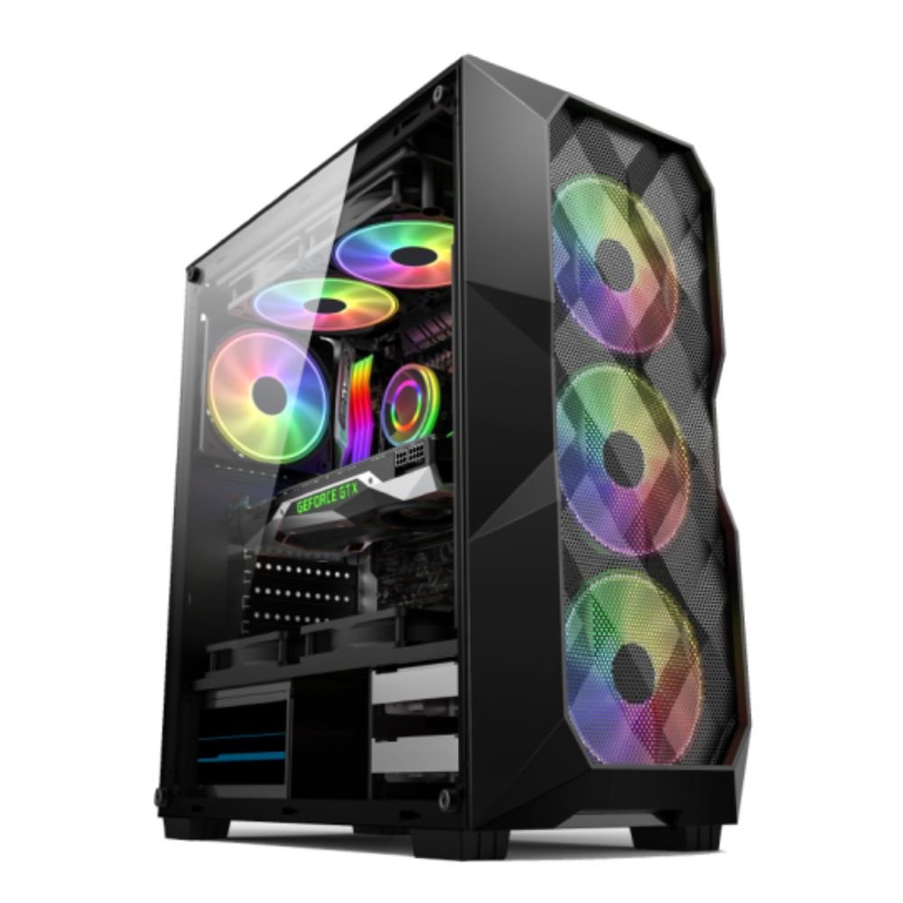 Gabinete Gamer Led RGB Hayom Com Lateral De Vidro GB1710 Preto