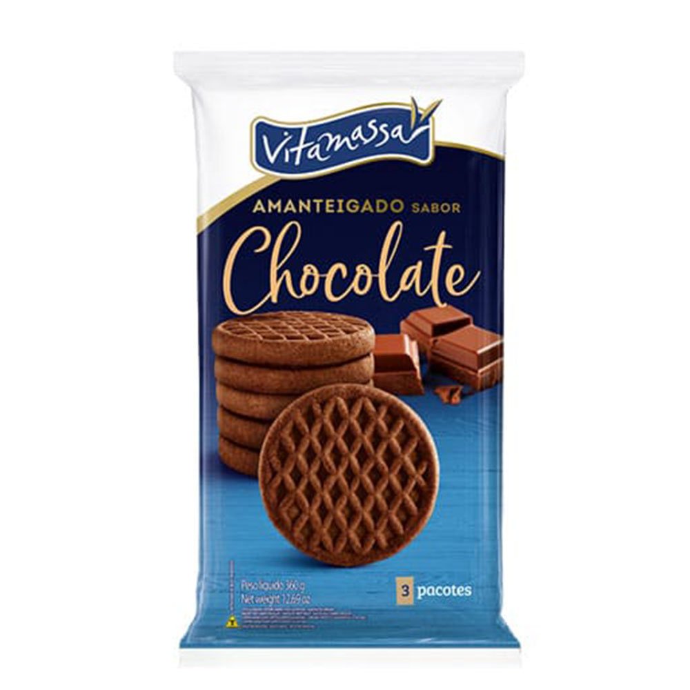 Biscoito Vitamassa Amanteigado 360g Chocolate