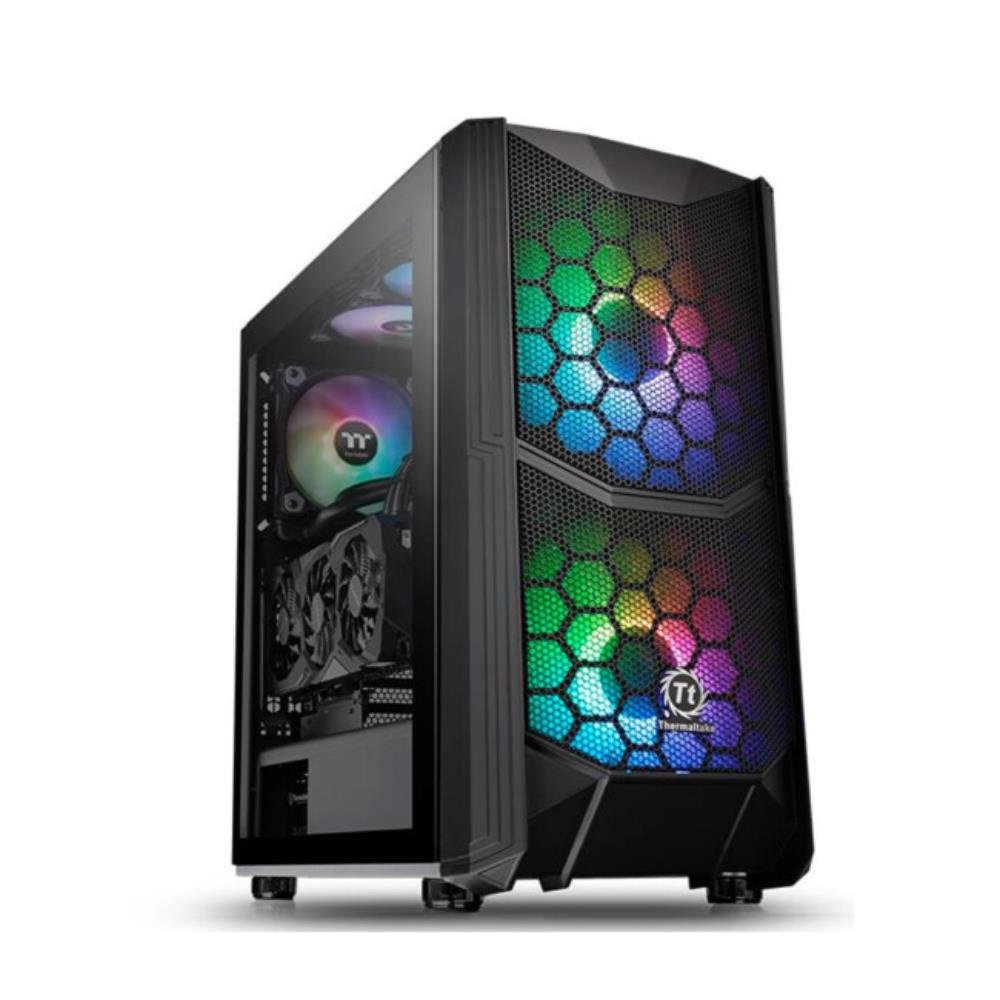 Gabinete Gamer Thermaltake Comander C35 TG ARGB, Mid Tower, Vidro Temperado, Black, Sem Fonte, Com 3 Fans, CA-1N6-00M1WN-00