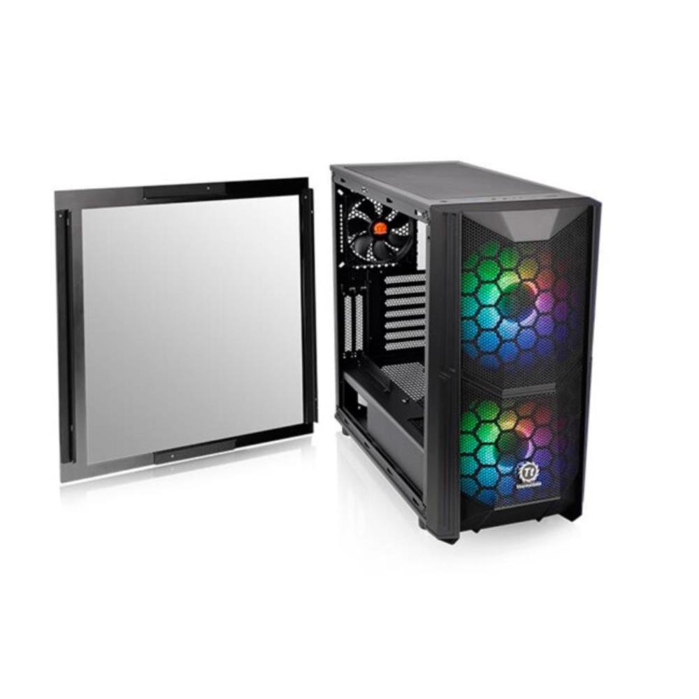 Gabinete Gamer Thermaltake Comander C35 TG ARGB, Mid Tower, Vidro Temperado, Black, Sem Fonte, Com 3 Fans, CA-1N6-00M1WN-00
