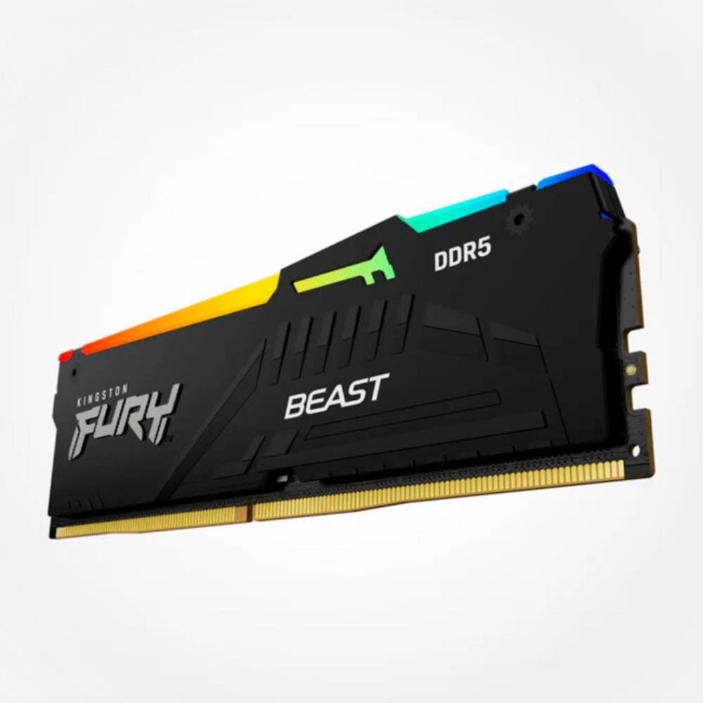 Memória RAM 16gb DDR5 Kingston Fury Beast RGB, 6000MTs, CL36, Preto, KF560C36BBEA/16