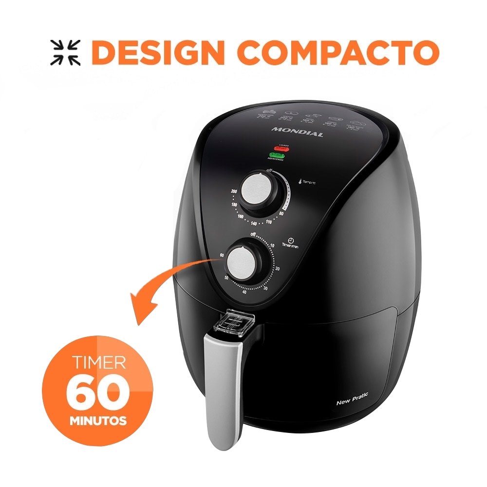 Fritadeira Air Fryer Mondial  AF-31 - 1500W, 3,5 Litros,  Preto, 110V
