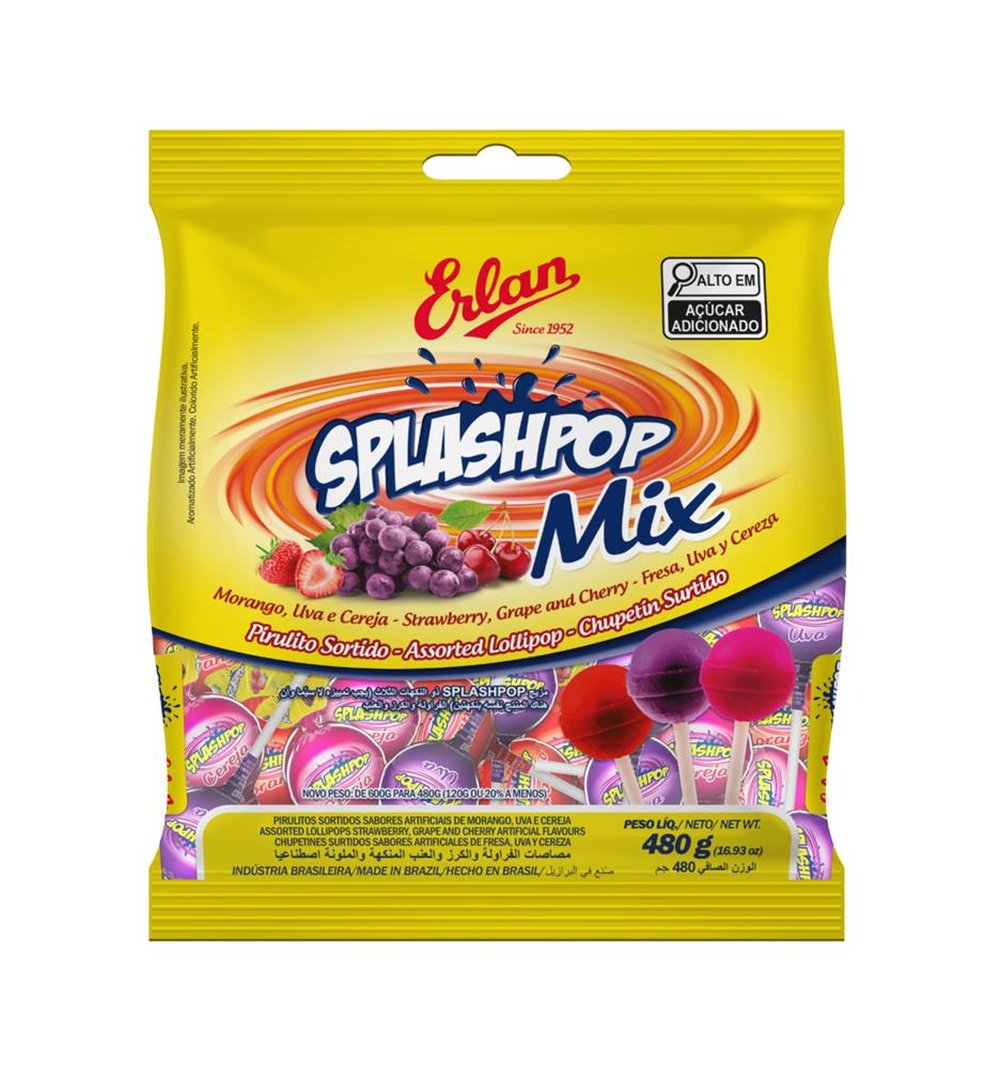 Pirulito Splashpop Sortido Fardo com 32 Unidades de 480G