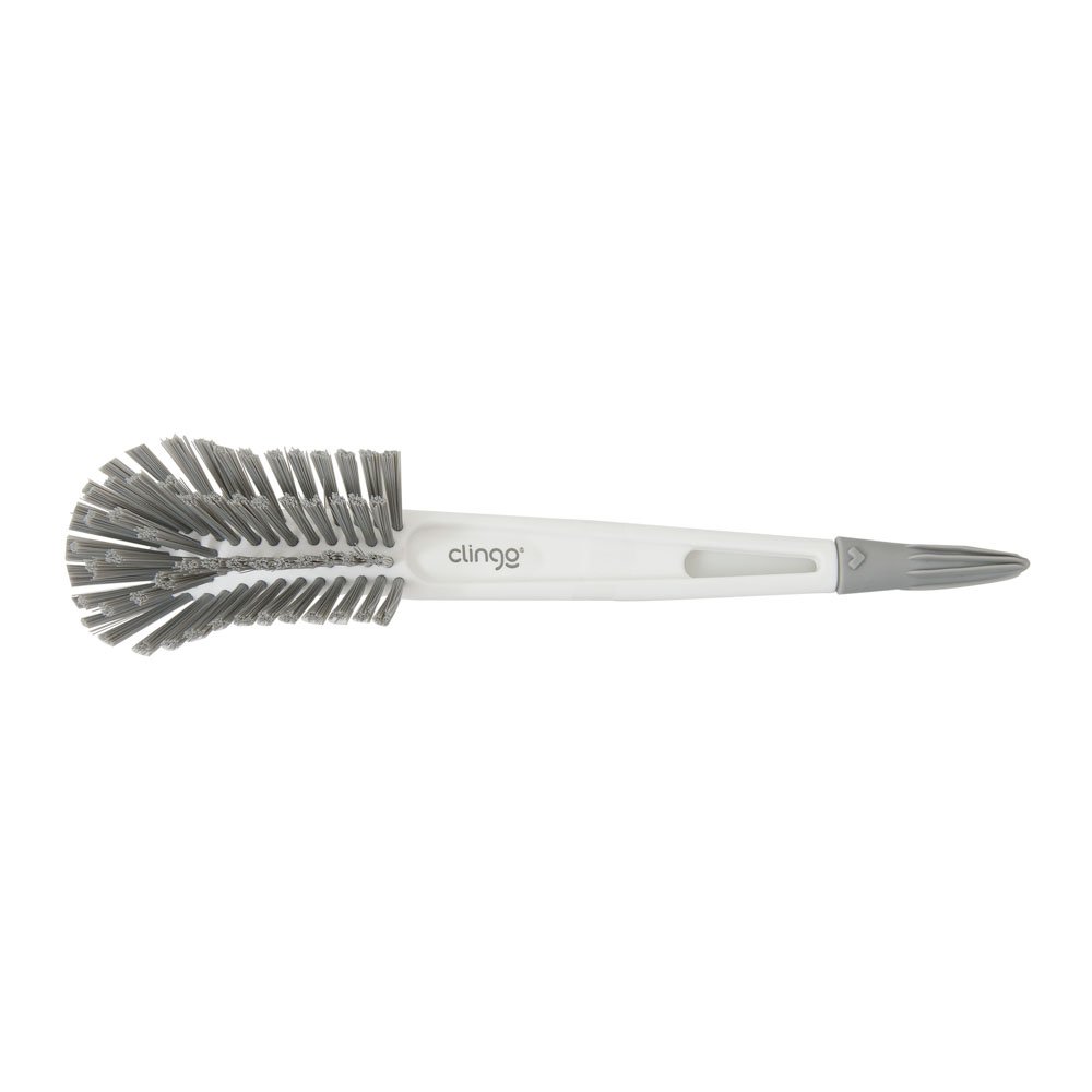 Escova De Mamadeira Premium Cinza e Branco Clingo