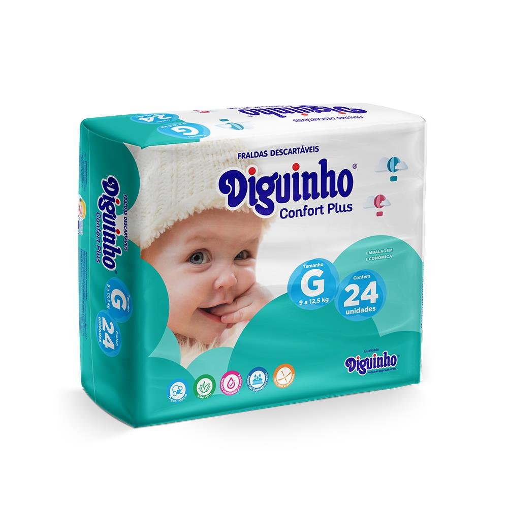 Fralda descartavel diguinho plus economica G 24 Unidades