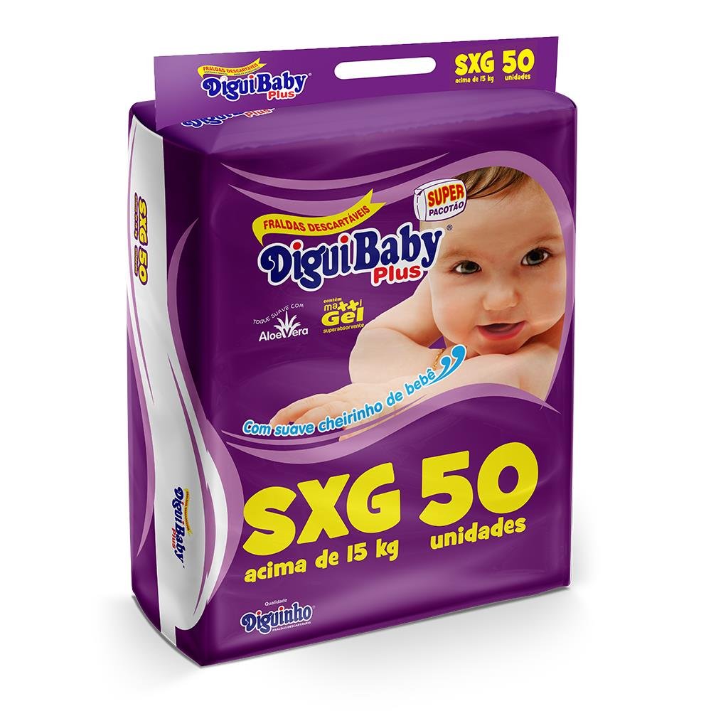 Fralda descartavel diguibaby plus SXG - 50 Unidades