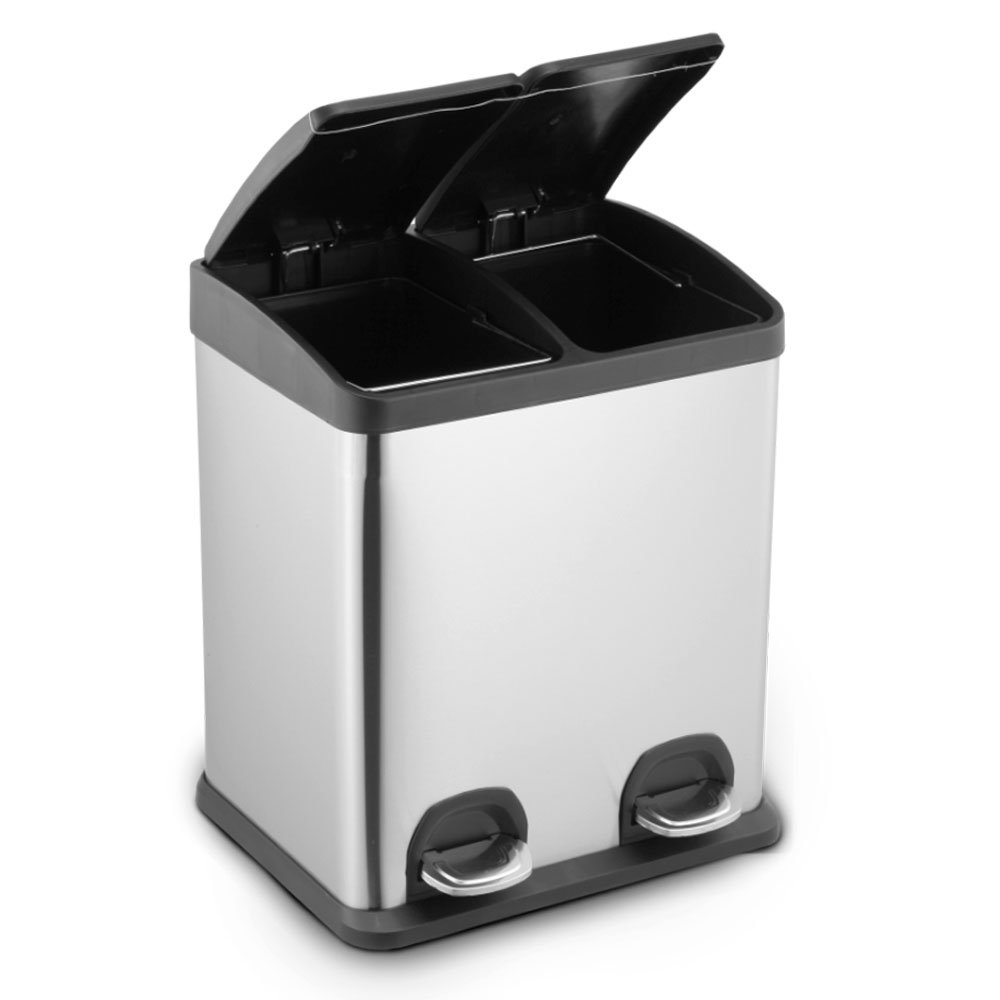 Lixeira Inox Com Pedal 2 Compartimentos De 15 L Escovado Mood
