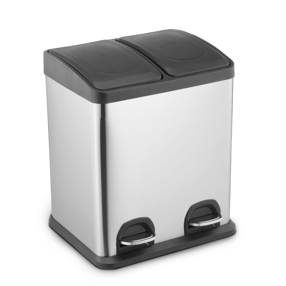 Lixeira Inox Com Pedal 2 Compartimentos De 15 L Escovado Mood