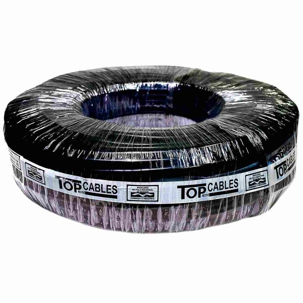 Cabo Elétrico Pp 300/500v 3x2,5mm Preto 50m Top Cables