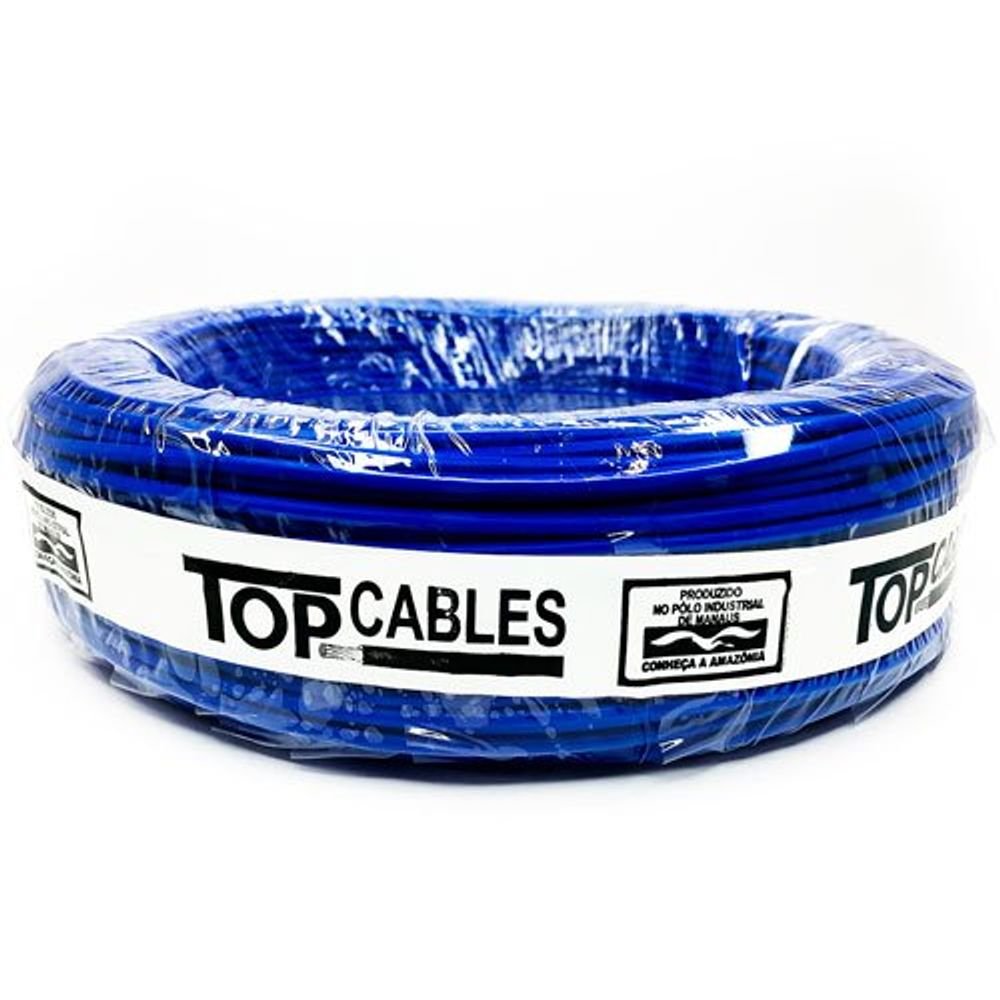 Cabo Elétrico 6 Mm Azul Peça Com 100 Metros Top Cables