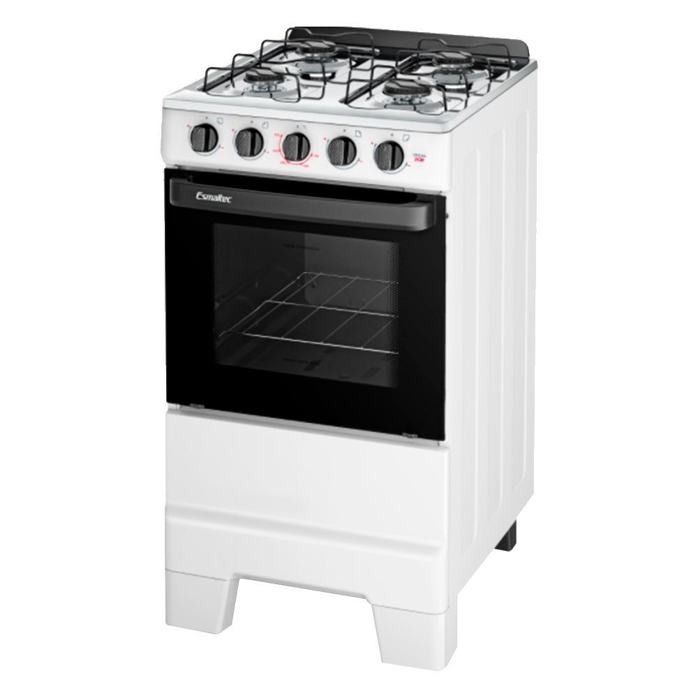 Fogão de Piso 4 Bocas Esmaltec F4ISB Ideal Pop - Mesa em Aço Inox, Acendimento Manual, Branco