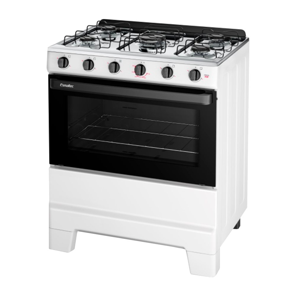 Fogão de Piso 5 Bocas Esmaltec F5ISB Ideal Pop - Mesa em Aço Inox, Acendimento Manual, Branco