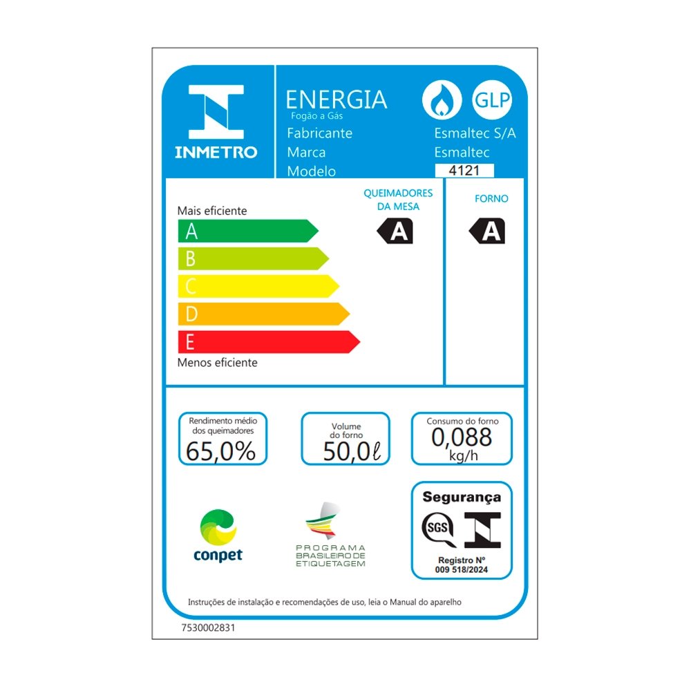 Fogão de Piso 4 Bocas Esmaltec Ideal Super F4IAP - Mesa em Aço Inox, Acendimento Automático, Preto, Bivolt