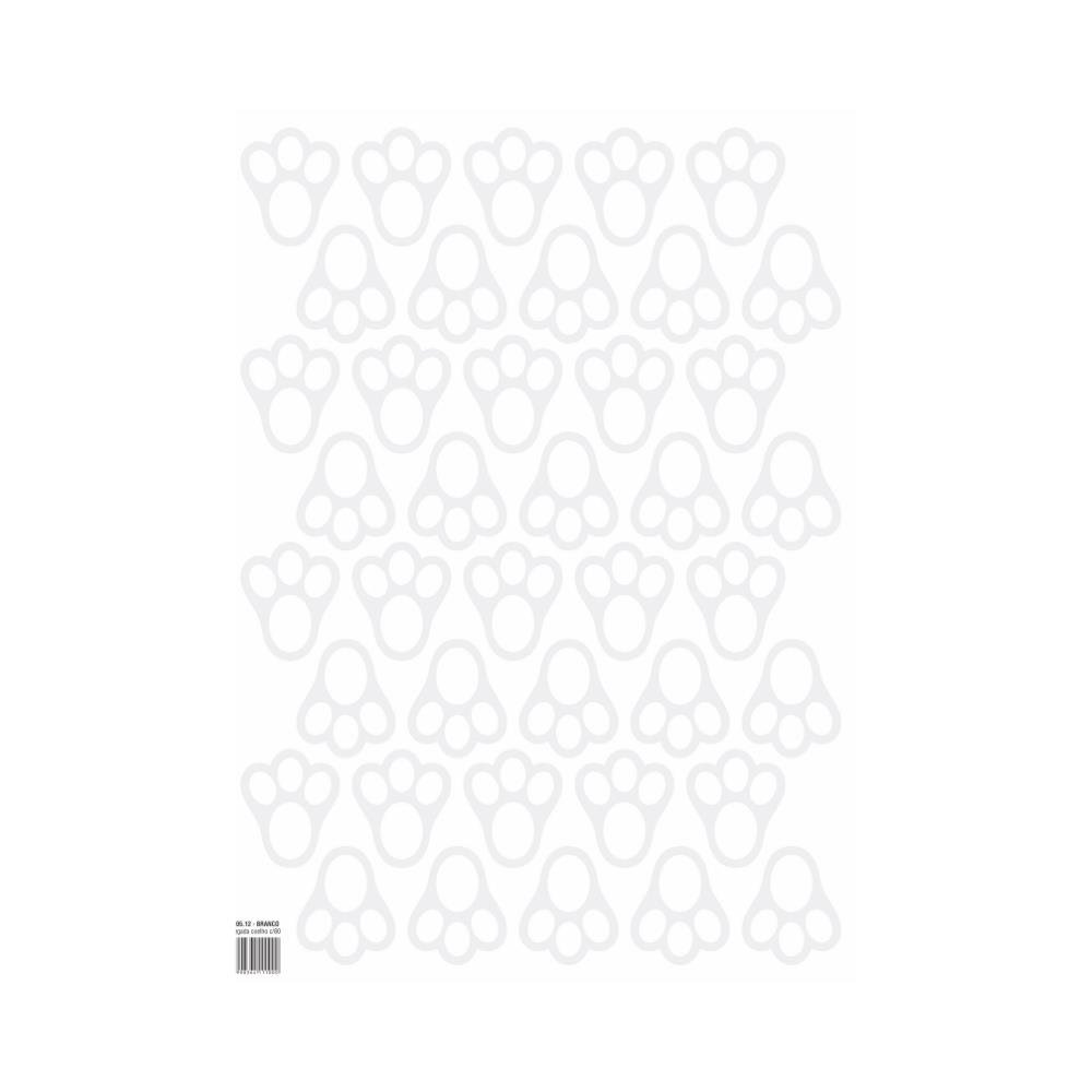 Adesivo Pegada Coelho Branca - Cartela Com 80 Pegadas