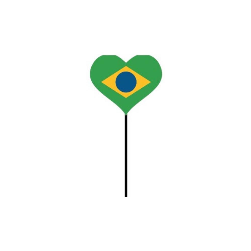 Palito Decorativo Coração Brasileiro - Pacotinho Com 10