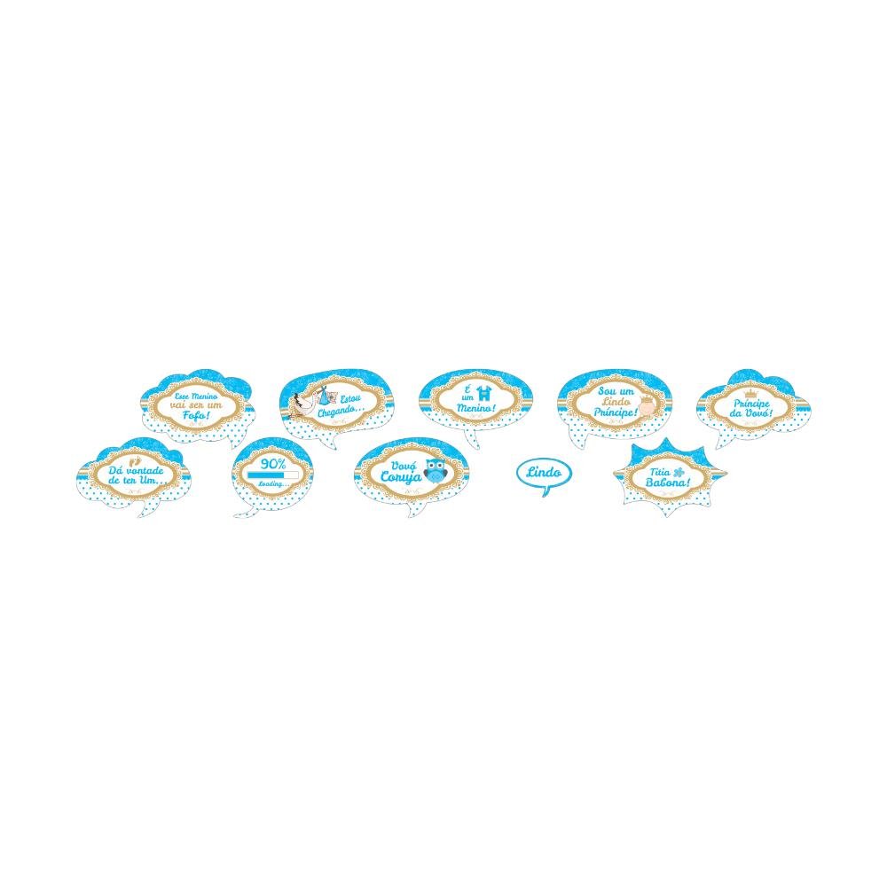 Placas Divertidas Para Cha De Bebe Menino - Pacotinho Com 10 Placas