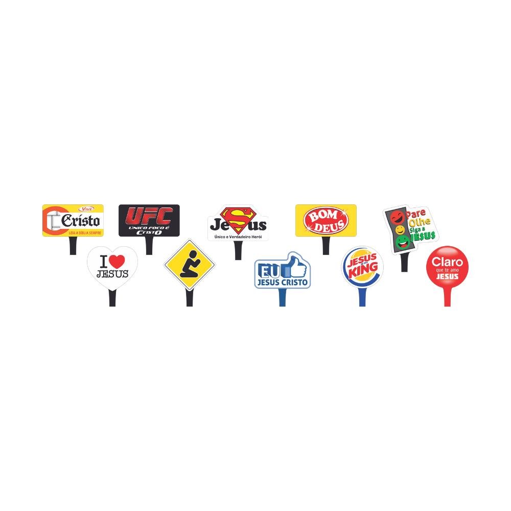 Placas Divertidas Gospel - Pacotinho Com 10 Placas - Codigo 7091
