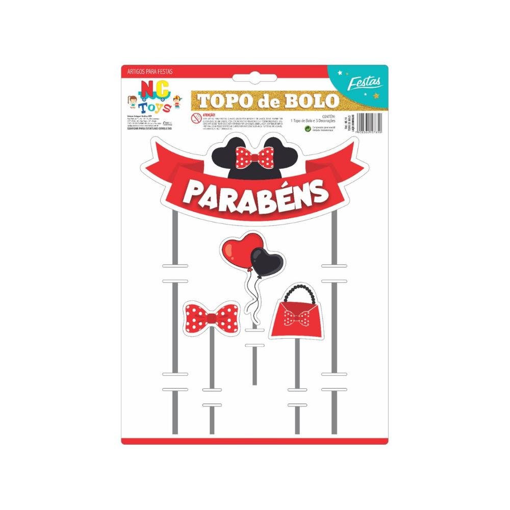 Topo De Bolo Laço Vermelho