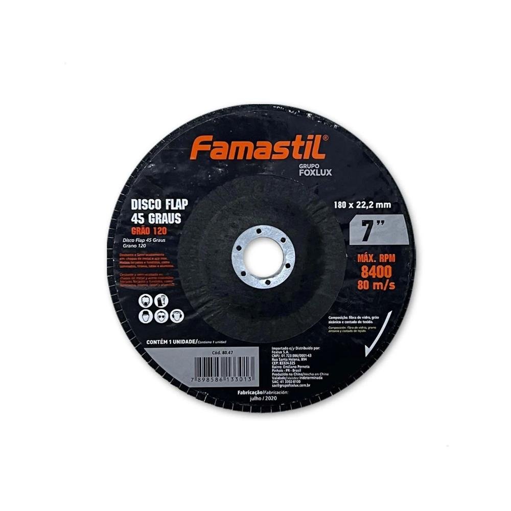 Disco Flap 45 Graus Metal 7 Polegada x 120g Famastil