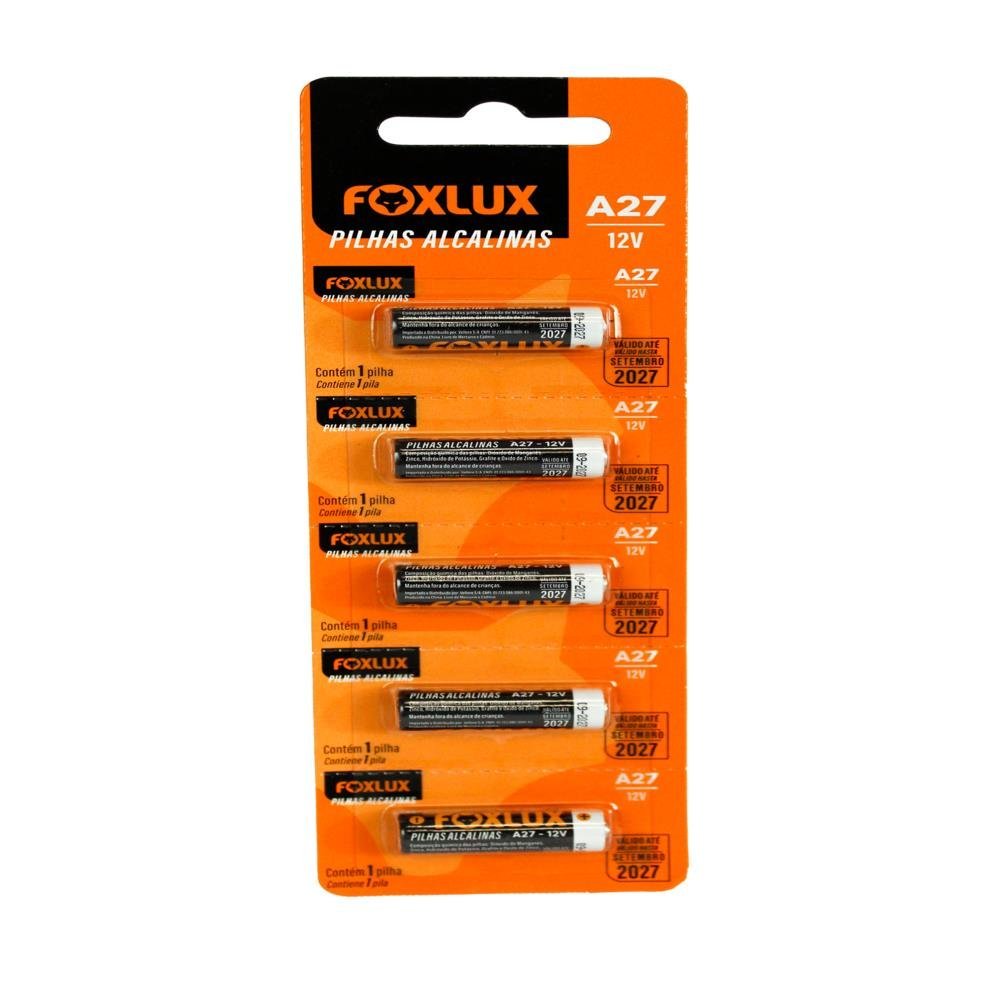 Pilha Alcalina 12V A27 Blister com 5 unidades Foxlux
