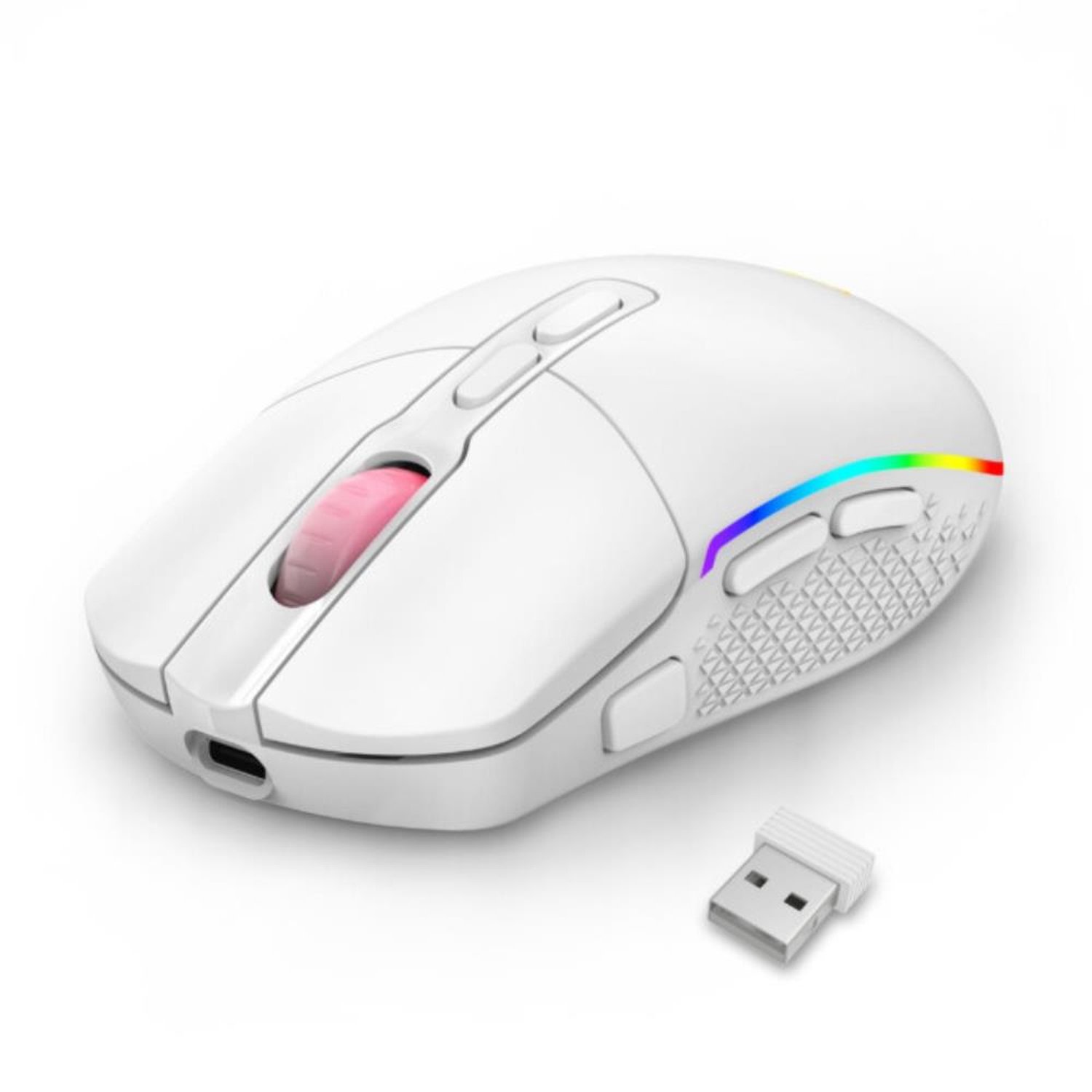Mouse sem fio Gamer Redragon Invader Pro, RGB, Wireless, 10000DPI, 8 Botões Programáveis, Branco, M