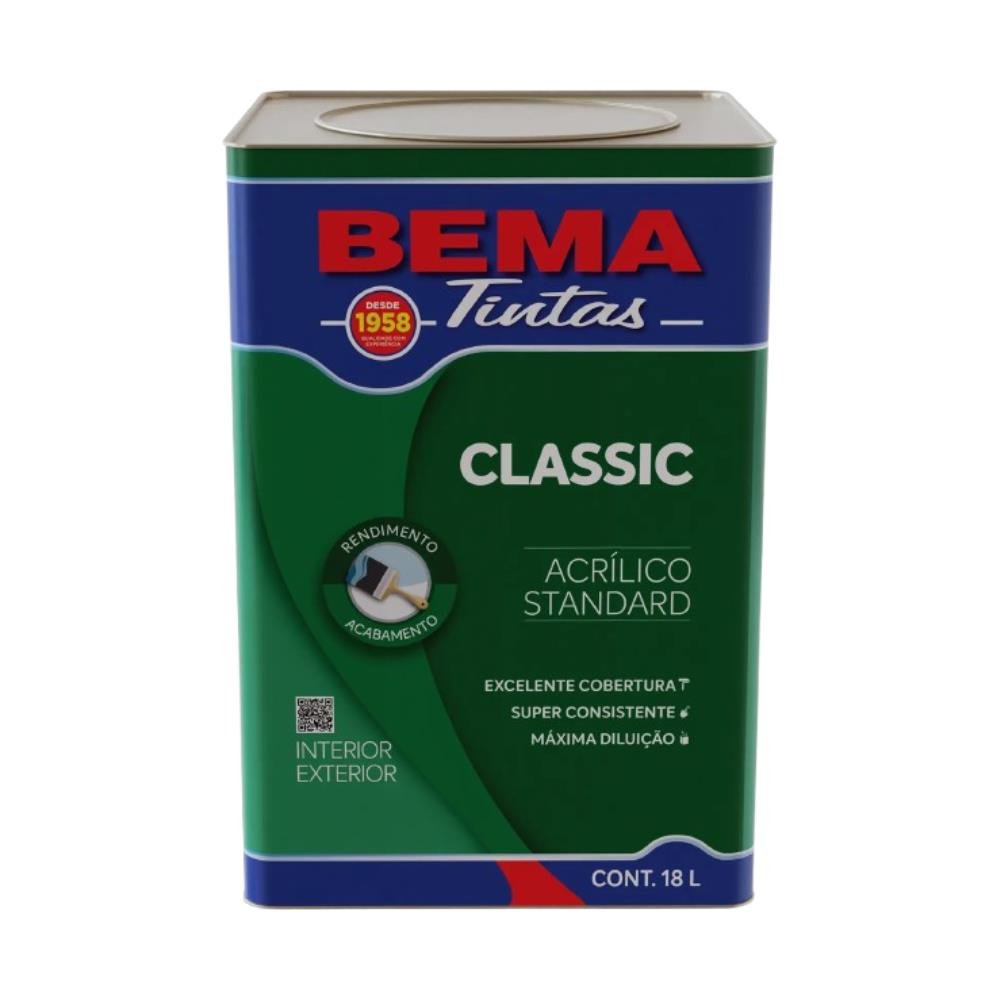 Tinta Acrílica Standard Lata 18L Branco Gelo Classic Bema
