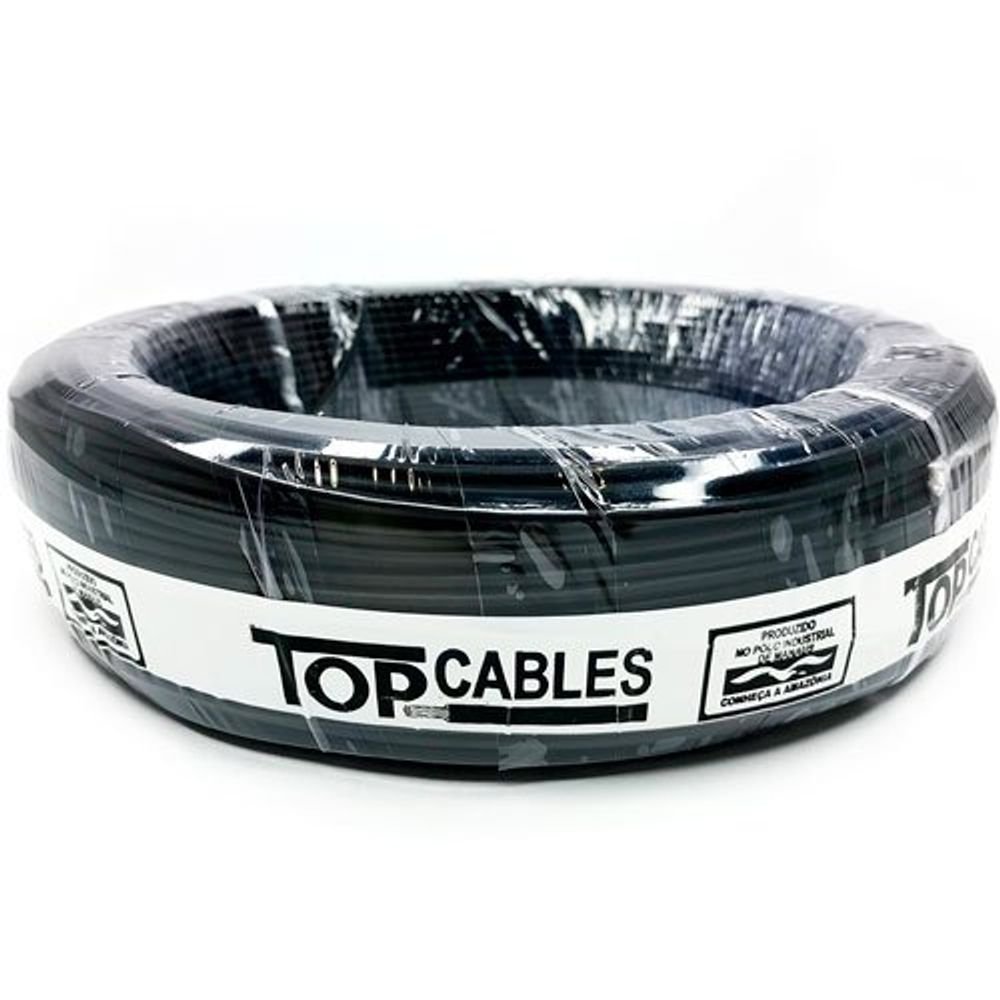Cabo Elétrico 6 Mm Preto Peça Com 100 Metros Top Cables