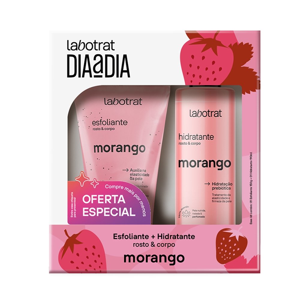 Kit Hidratante Labotrat Morango 190ml + Esfoliante Dia a Dia Morango 150g