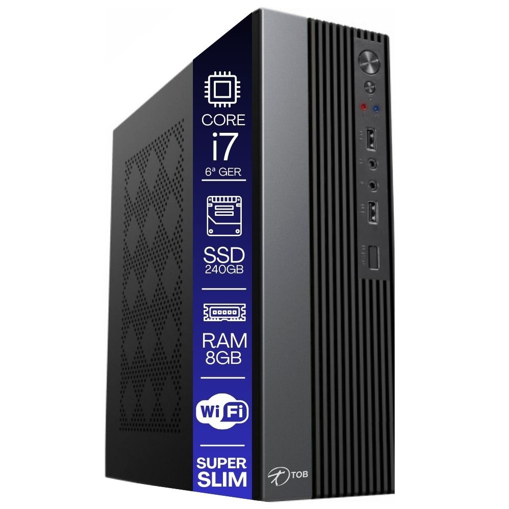 Kit Automação PDV TOB i7 6ªG 8GB SSD 240GB Win10 Rede S/Fio Teclado Mouse Monitor 19´´ Gvt. Dinheiro Imp. Termica Leitor Cod Barra
