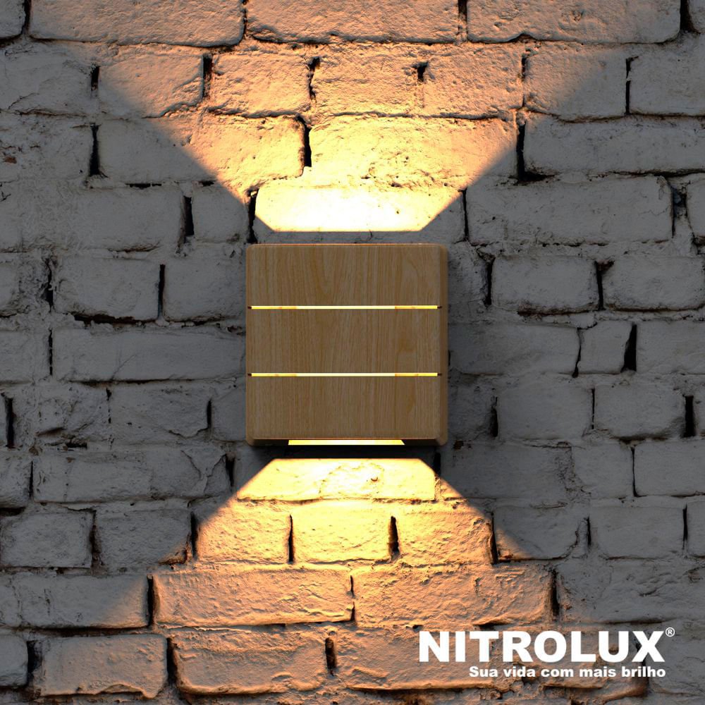 Arandela Led 3000k Luz Amarela 6w Bivolt Al-13 Madeira Nitrolux