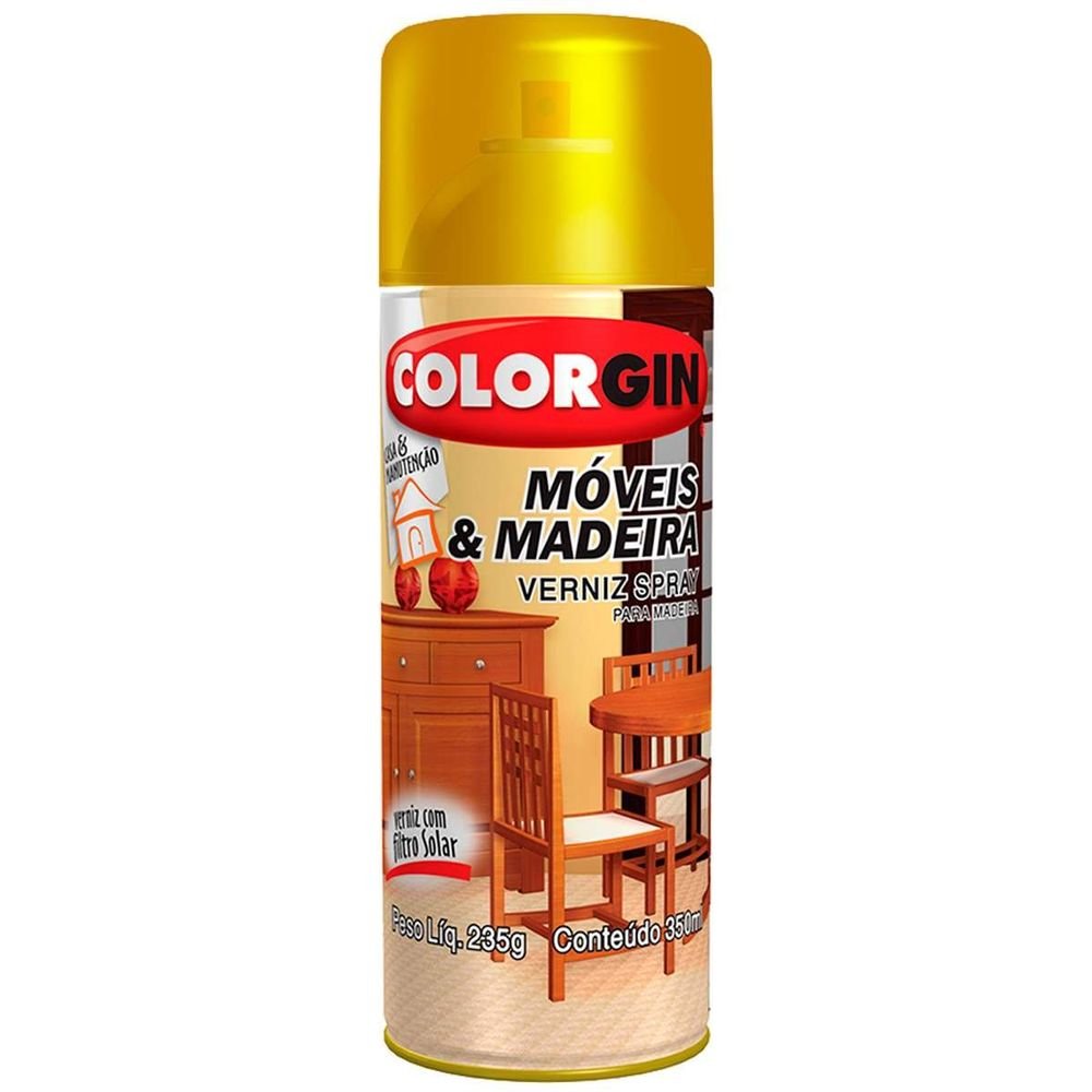 Verniz Spray Móveis E Madeira 350ml 764 Imbuia Brilhante Colorgin