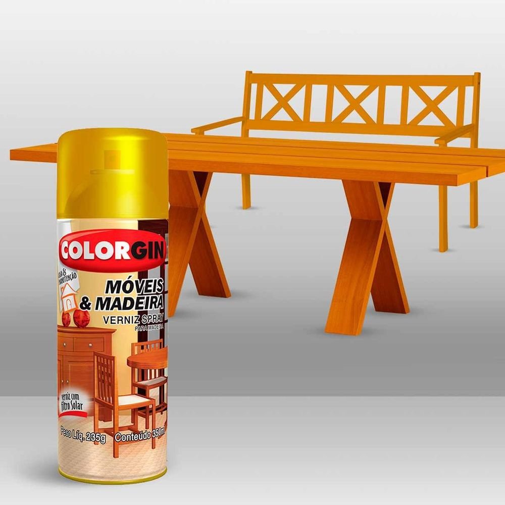 Verniz Spray Móveis E Madeira 350ml 764 Imbuia Brilhante Colorgin