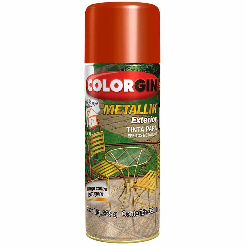 Verniz Spray Metallik Exterior 350ml 65 Cobre Colorgin