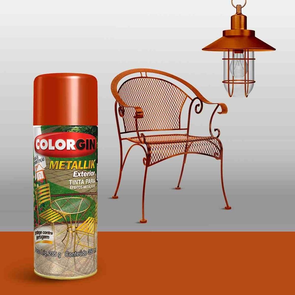 Verniz Spray Metallik Exterior 350ml 65 Cobre Colorgin