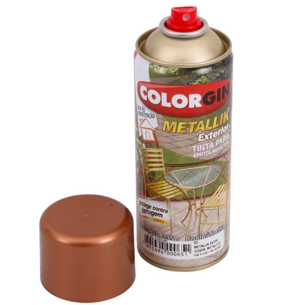 Verniz Spray Metallik Exterior 350ml 65 Cobre Colorgin