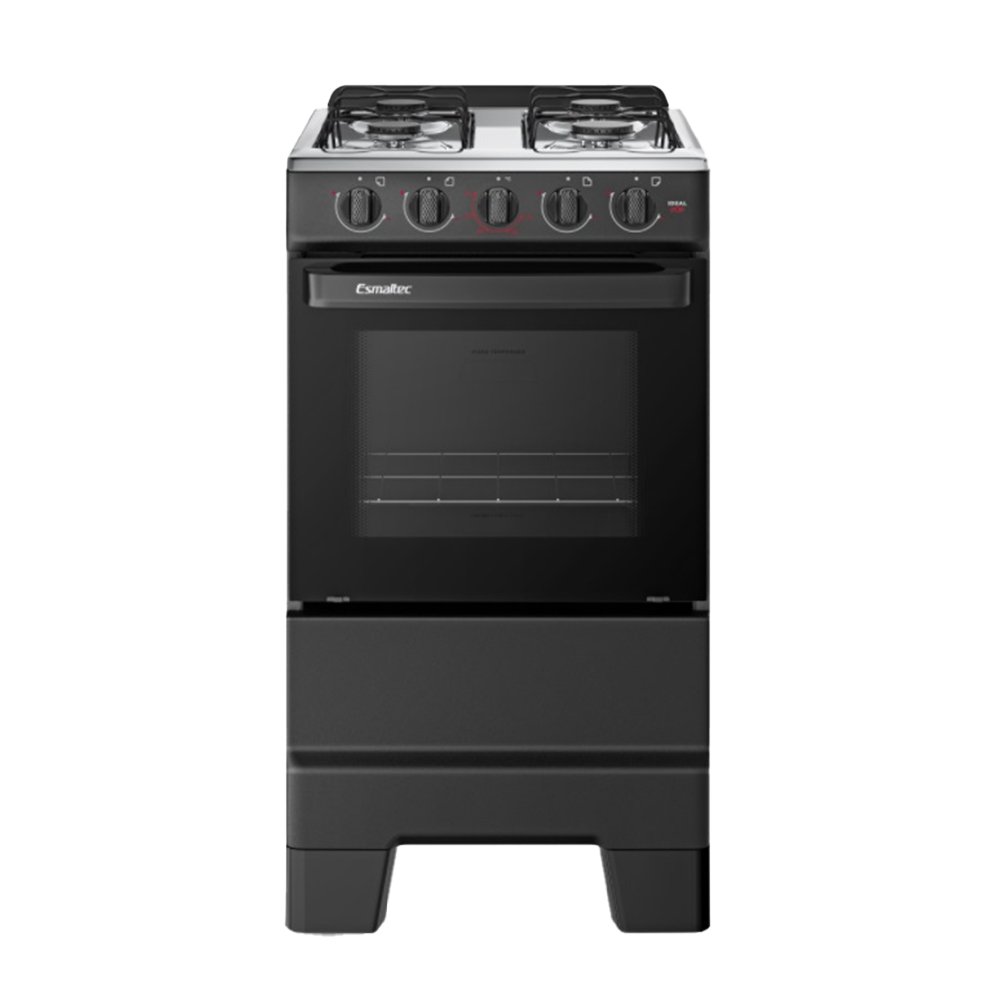 Fogão de Piso Esmaltec 4 Bocas Ideal Pop F4ISP - Acendimento Manual, Preto