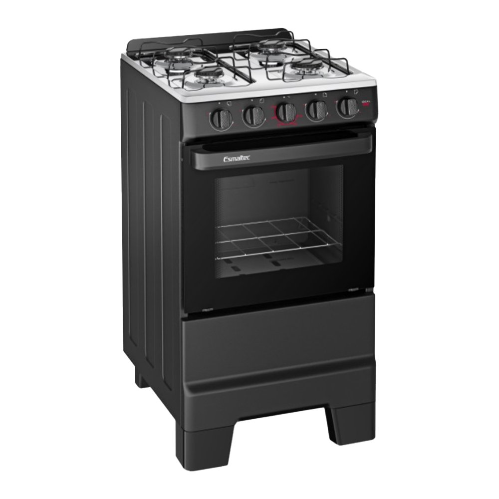 Fogão de Piso Esmaltec 4 Bocas Ideal Pop F4ISP - Acendimento Manual, Preto