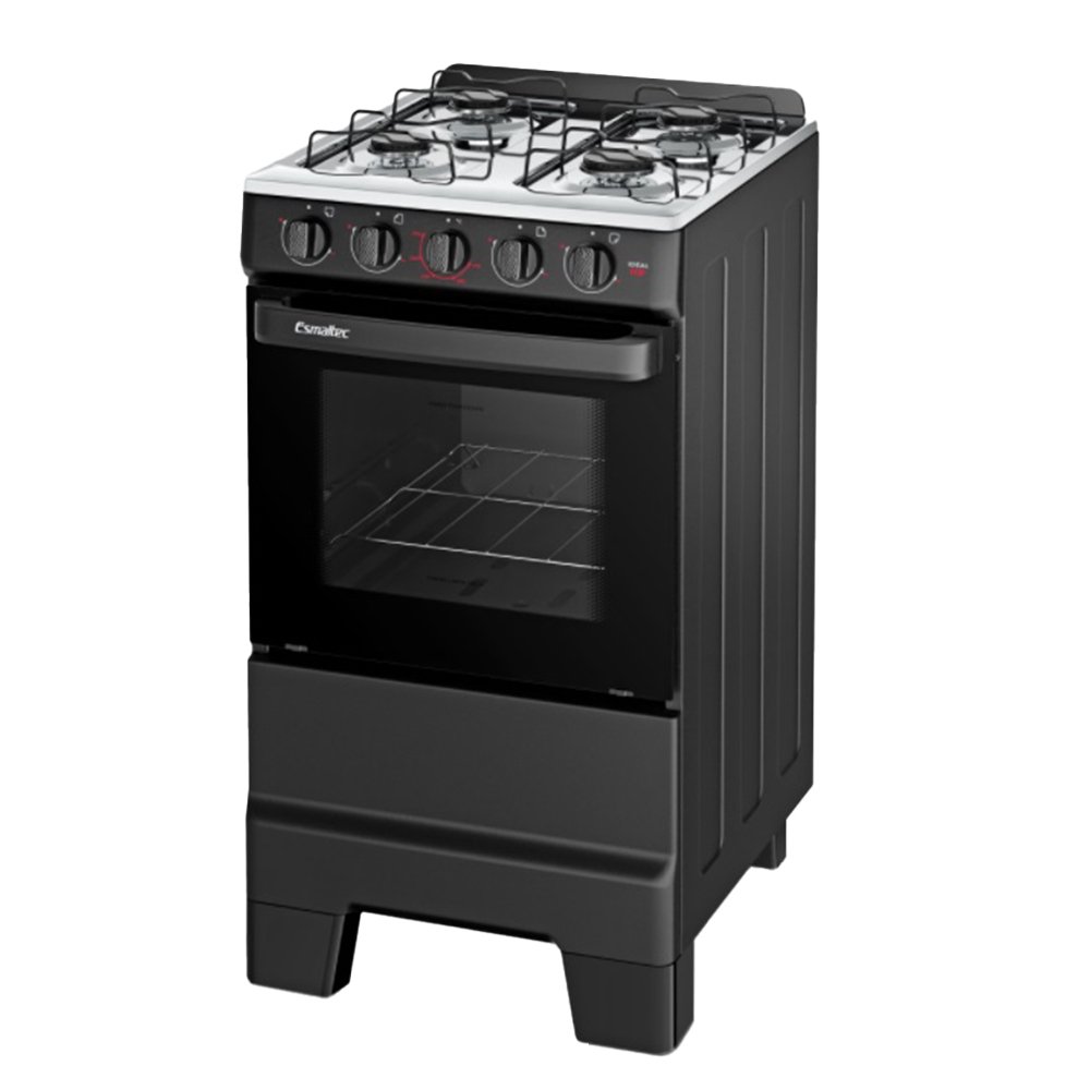 Fogão de Piso Esmaltec 4 Bocas Ideal Pop F4ISP - Acendimento Manual, Preto