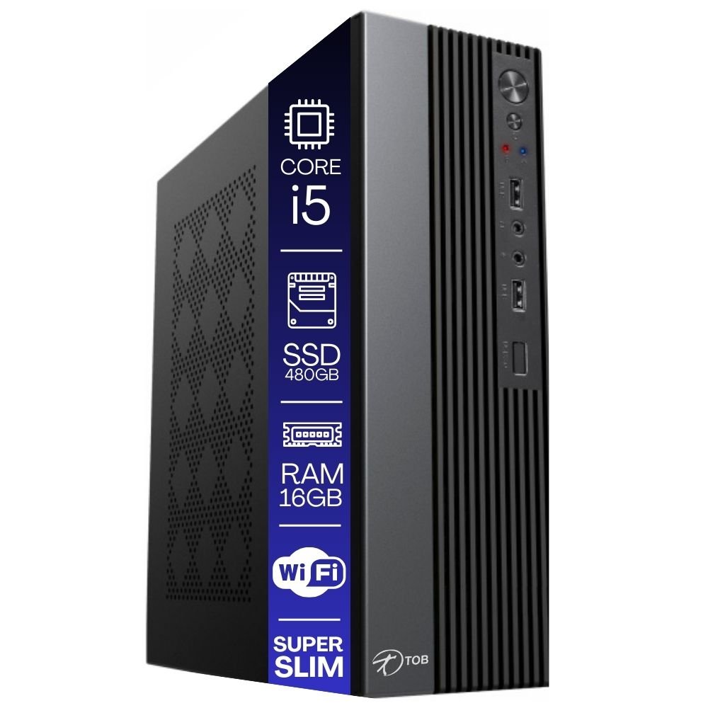Kit Automação PDV TOB i5 16GB SSD 480GB Win10 Rede S/Fio Teclado Mouse Monitor 19´´ Gvt. Dinheiro Imp. Termica Leitor Cod Barras