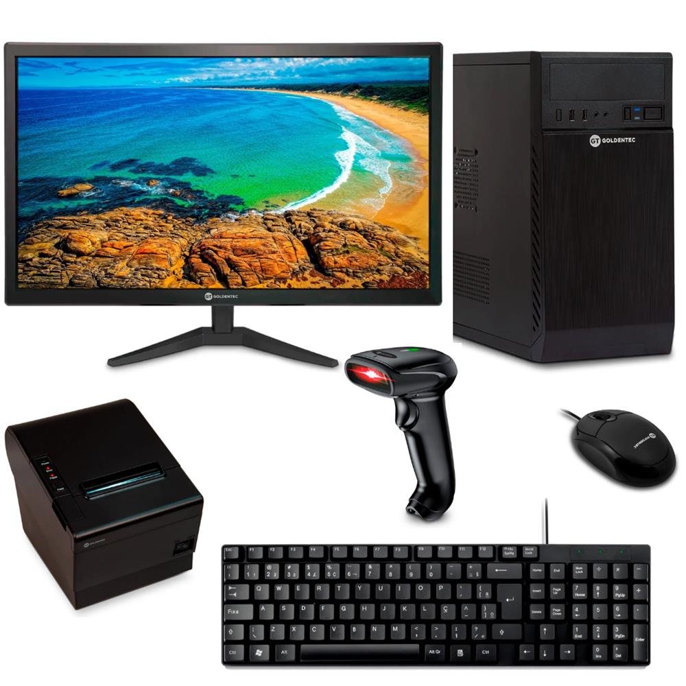 Kit Automação i3 2 geração 4GB SSD 120 Monitor 24 Teclado Mouse Impressora Termica Leitor de código de barras