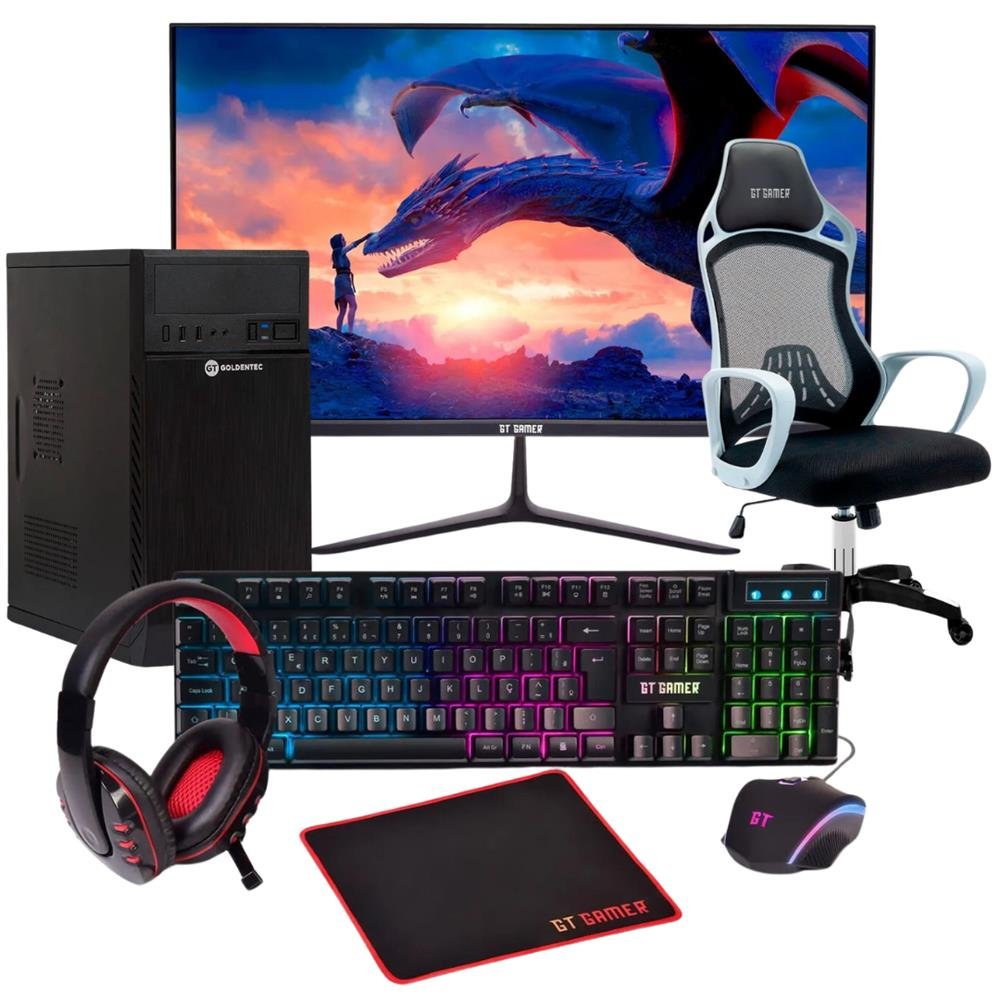 Kit Computador Core i5 2 Geracao 8GB 240SSD Monitor 24 Teclado Mouse e Cadeira Gamer GT