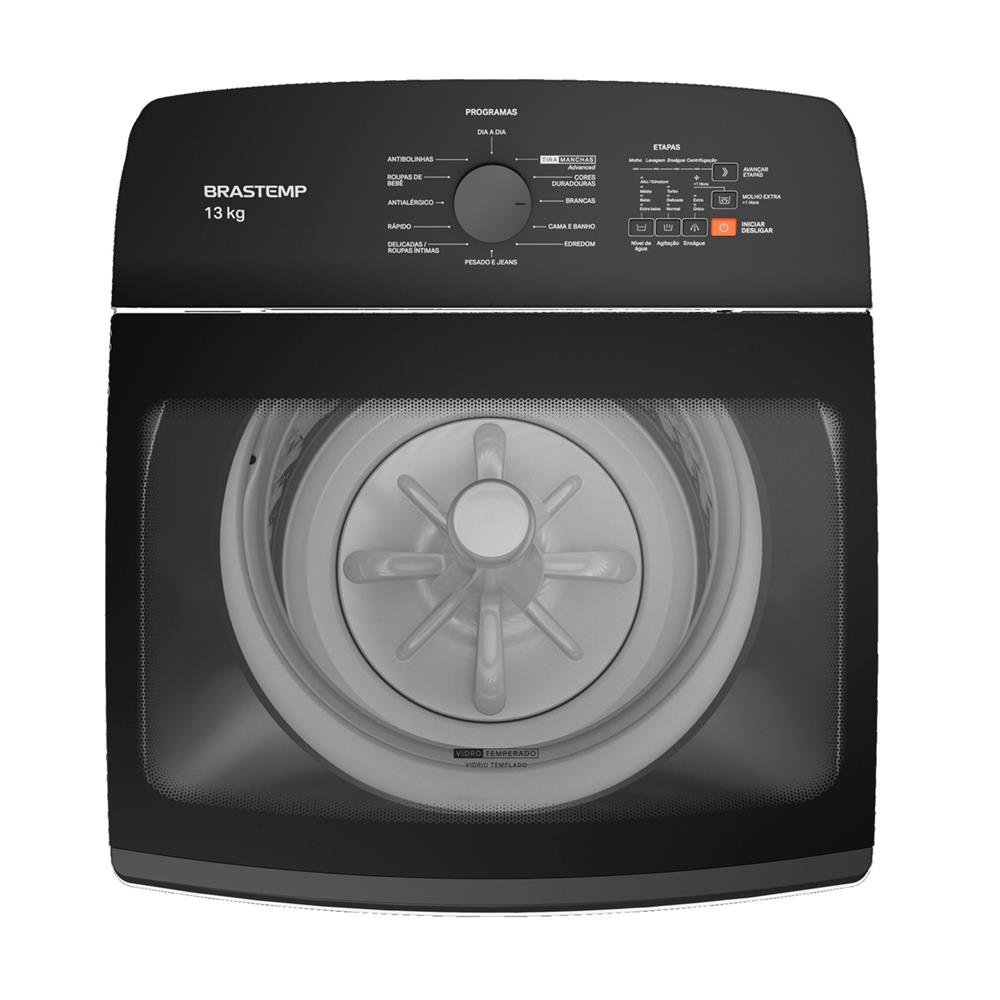 Maquina De Lavar Brastemp 13Kg Com ciclo Tira manchas Advanced e ciclo antibolinha Cinza Platinum BWK13A9 - 127V