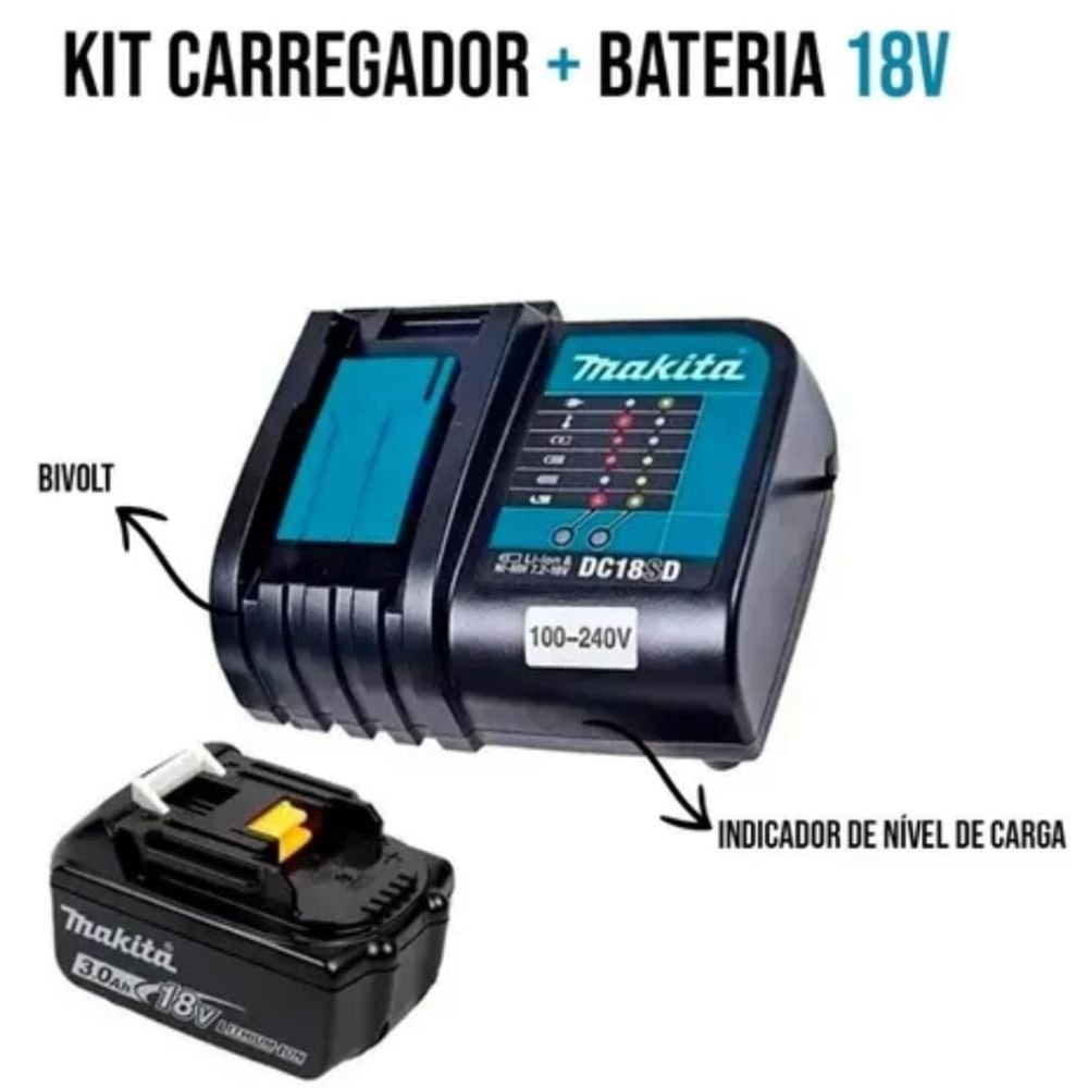 Kit Carregador Mais Bateria 18v 191e71-9 Makita