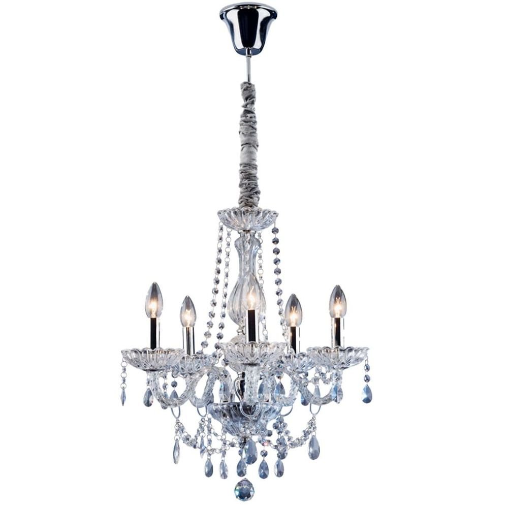 Lustre Clássico 5 Luzes E14 Transparente Bronzearte